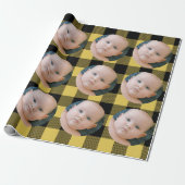 Papier Cadeau Papier Plaid Jaune et Emballage Photo Moderne (Déroulé)