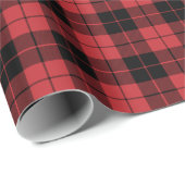 Papier Cadeau Papier plaid Motif noir et rouge foncé (Coin rond)