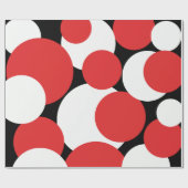 Papier Cadeau Papier Pois noir, blanc et rouge (Plat)