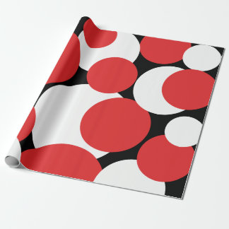 Papier Cadeau Papier Pois noir, blanc et rouge