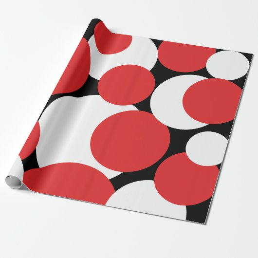 Papier Cadeau Papier Pois noir, blanc et rouge (Déroulé)