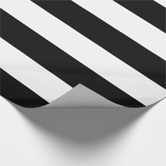 Papier Cadeau Papier rayé noir et blanc d'emballage cadeau (Coin)