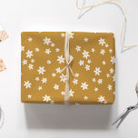Papier Cadeau Papier Retro Daisy Gold Wrapper<br><div class="desc">Papier d'enveloppement en or Boho Floral Retro Daisy</div>