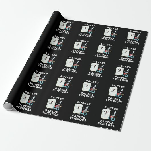 Papier Cadeau Papier Rocker Et Ciseaux Drôle Jeu Jeu Pun Dark BG (Déroulé)