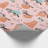 Papier Cadeau Papier rose de cadeau de paresses paresseuses (Coin)