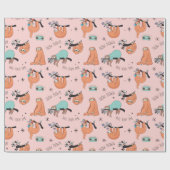 Papier Cadeau Papier rose de cadeau de paresses paresseuses (Plat)