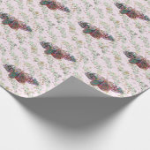 Papier Cadeau Papier rose papillon et papier Feuille enveloppant (Coin)