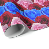 Papier Cadeau Papier Rose romantique à papier rouge à enveloppem (Coin rond)