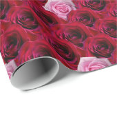 Papier Cadeau Papier Rose romantique à papier rouge à enveloppem (Coin rond)