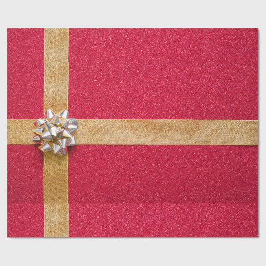 Papier Cadeau Papier rouge à enveloppement or (Plat)