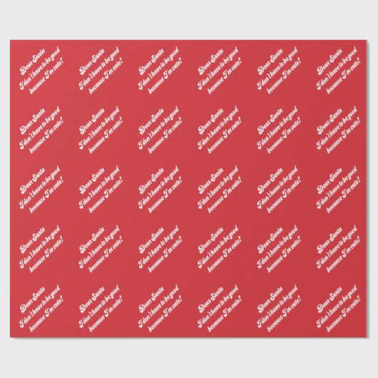 Papier Cadeau Papier rouge à envelopper Noël Blanc Cher Père Noë (Plat)