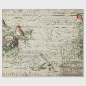 Papier Cadeau Papier rouge de Decoupage 60lb d'oiseau (Plat)