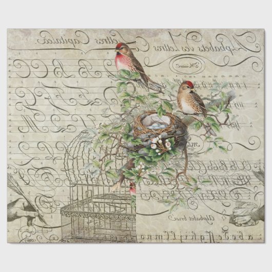 Papier Cadeau Papier rouge de Decoupage 60lb d'oiseau (Couture)