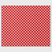 Papier Cadeau Papier Rouge Et Coeurs d'Amour Blanc Motif (Plat)