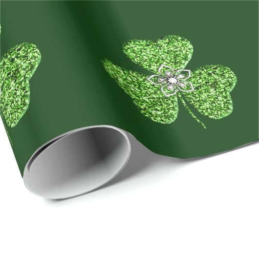 Papier Cadeau Papier Shamrock parties scintillant Et Enveloppeme (Coin rond)