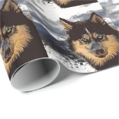 Papier Cadeau Papier Sibérien Husky (Coin rond)