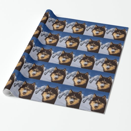 Papier Cadeau Papier Sibérien Husky (Déroulé)