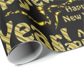 Papier Cadeau papier texte or et noir (Coin rond)