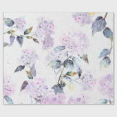 Papier Cadeau Papier Tissu d'Hydrangée violette en aquarelle (Plat)