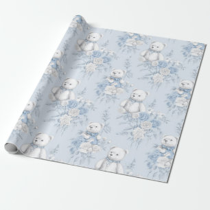 Papier Cadeau Papier toilette français à motif floral et ours