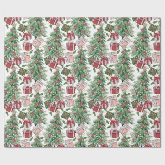 Papier Cadeau Papier traditionnel/classique Arbre de Noël (Plat)