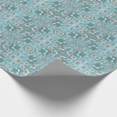Papier Cadeau Papier turquoise à enveloppement floral blanc (Coin)