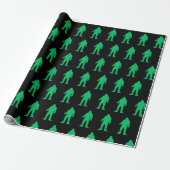 Papier Cadeau Papier vert Bigfoot Yeti Sasquatch Neon (Déroulé)