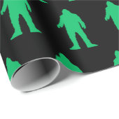 Papier Cadeau Papier vert Bigfoot Yeti Sasquatch Neon (Coin rond)