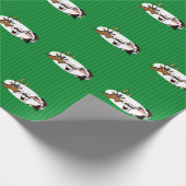 Papier Cadeau Papier vert Stogie Père Noël et Reindeer (Coin)