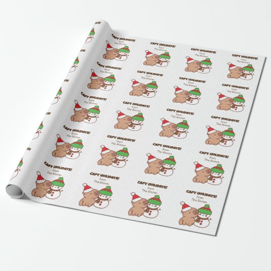 Papier Cadeau Papiers à enveloppement de Noël Capybara - Mignonn (Déroulé)