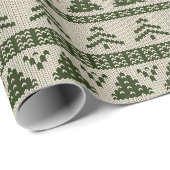 Papier Cadeau Papiers à l'aspect de pulls tricotés avec sapins d (Coin rond)