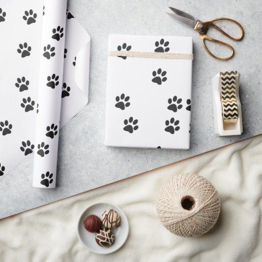 Papier Cadeau Papiers de chat noir simples (Artisanat)