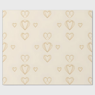 Papier Cadeau Papiers d'emballage avec des contours de cœur simp