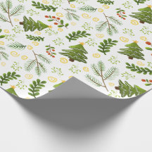 papiers d'emballage cadeau de noël arbres