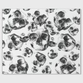 Papier Cadeau Papiers peints personnalisés Crâne noir et blanc m (Plat)