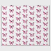 Papier Cadeau Papillon à fleurs avec Sakura rose (Plat)
