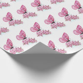 Papier Cadeau Papillon à fleurs avec Sakura rose (Coin)