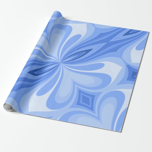 Papier Cadeau Papillon Abstrait Cœur Bleu (Déroulé)