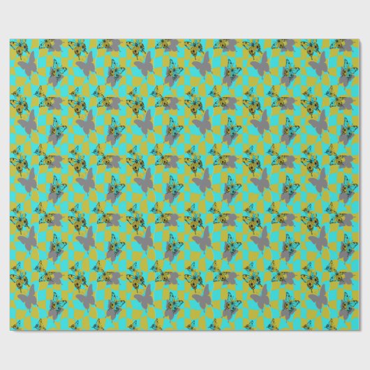 Papier Cadeau Papillon Abstrait Coloré (Plat)