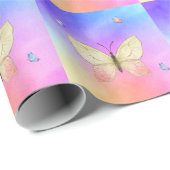 Papier Cadeau Papillon aquarelle (Coin rond)