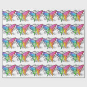 Papier Cadeau Papillon arc-en-ciel (Plat)
