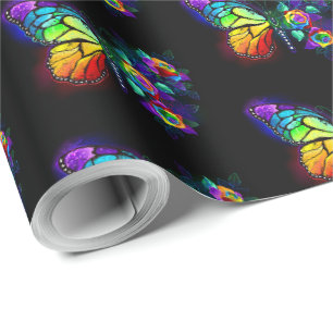 Papier Cadeau Papillon arc-en-ciel