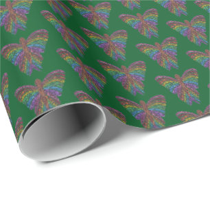 Papier cadeau Papillon Arc-en-ciel (vert)
