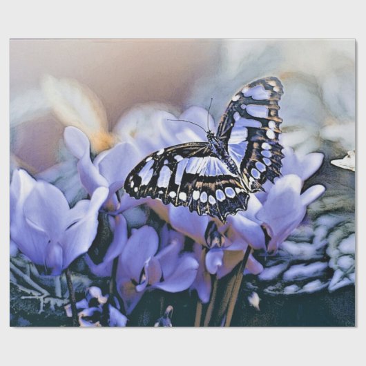 Papier Cadeau Papillon bleu (Plat)