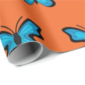 Papier Cadeau Papillon Bleu (Coin rond)