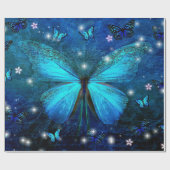 Papier Cadeau Papillon bleu élégant (Plat)