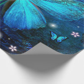 Papier Cadeau Papillon bleu élégant (Coin)