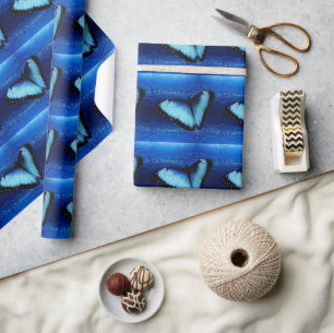 Papier Cadeau Papillon bleu enchanteur