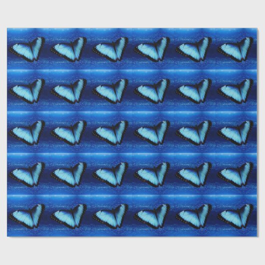 Papier Cadeau Papillon bleu enchanteur (Plat)