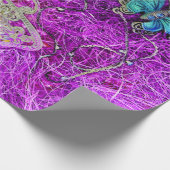 Papier Cadeau Papillon bleu Turquoise doré jaune doré (Coin)